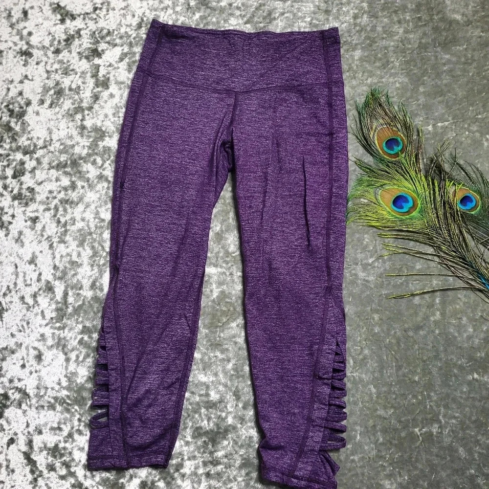 Athleta Purple Cropped Crisscross Leggings